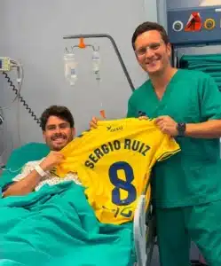 Sergio Ruiz, jugador de la UD Las Palmas, tras su intervención en Clínica Martín Gómez
